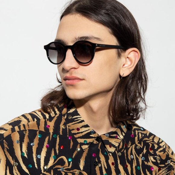 NEW SL521 001 SAINT LAURENT SUNGLASSES ROUND BLACK UNISEX EYEWEAR - Picture 1 of 4